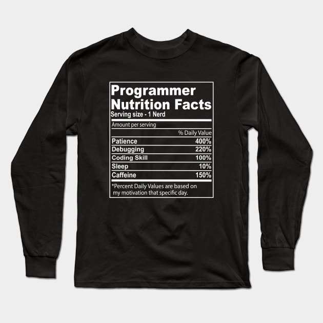 Programmer Nutrition Facts Long Sleeve T-Shirt by Wakzs3Arts